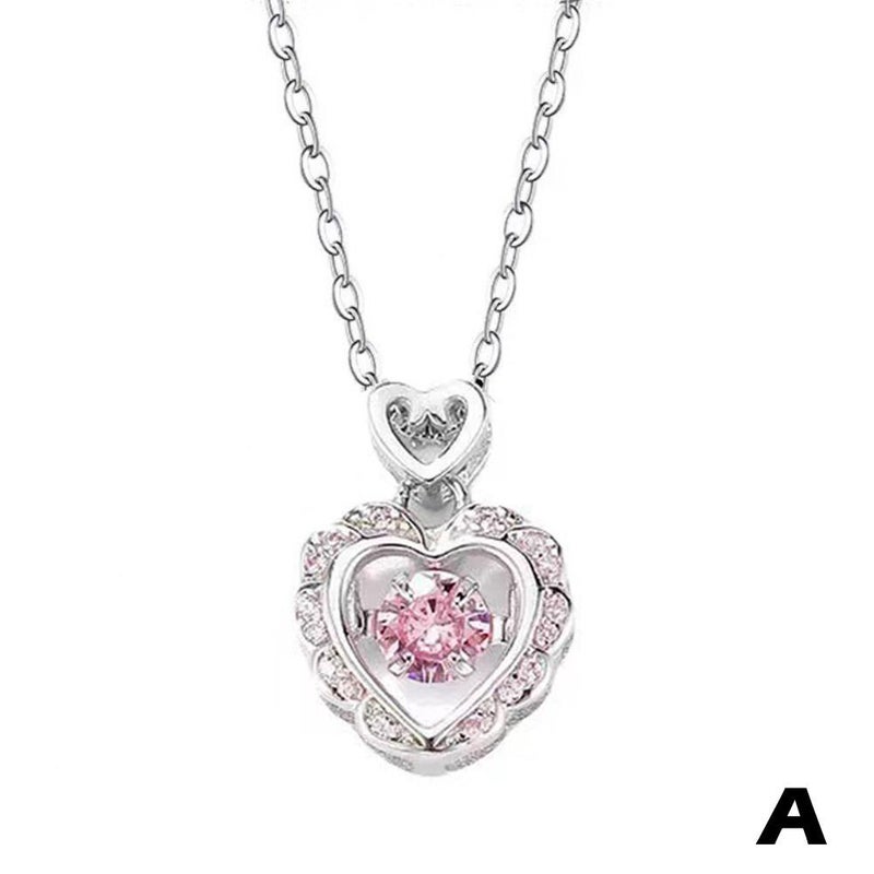 A delicate pink and white diamond heart necklace for young women, a versatile Valentine's Day gift for girlfriends, featuring a unique design.